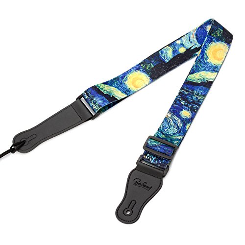 Van Gogh "Starry Night" Guitar Strap Includes Strap Button & 2 Strap Locks