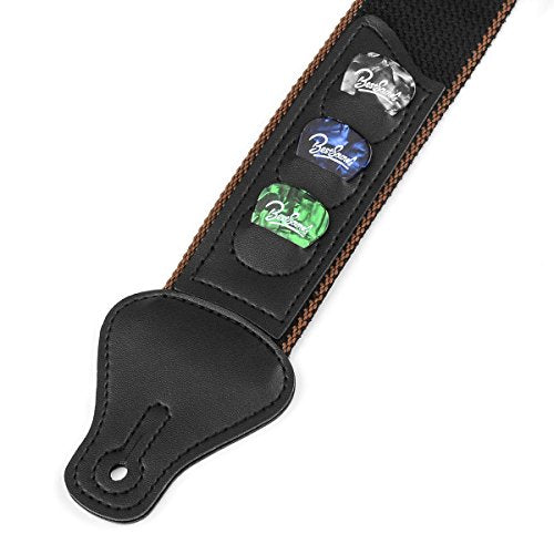 Guitar Strap with 3 Pick Holders 100% Soft Cotton Strap