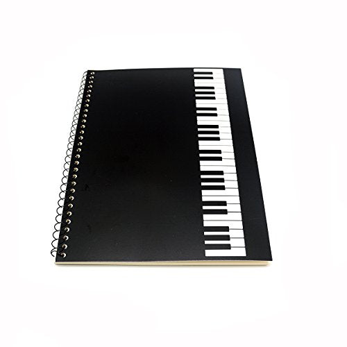 Rinastore Blank Sheet Music Composition Manuscript Staff Paper Art Piano-Keyboard-Music-Notebook Black 50 Pages 26x19cm (Black Piano)