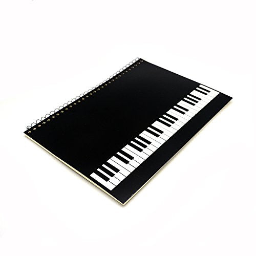 Rinastore Blank Sheet Music Composition Manuscript Staff Paper Art Piano-Keyboard-Music-Notebook Black 50 Pages 26x19cm (Black Piano)