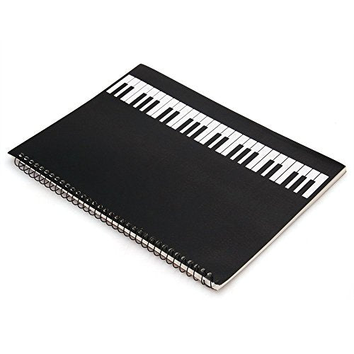 Rinastore Blank Sheet Music Composition Manuscript Staff Paper Art Piano-Keyboard-Music-Notebook Black 50 Pages 26x19cm (Black Piano)