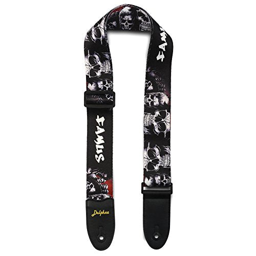 Guitar Strap Skull Design - Adjustable Soft Polyester For Bass, Electric & Acoustic Guitar