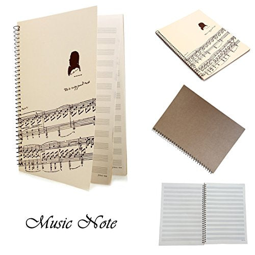Rinastore Blank Sheet Music Composition Manuscript Staff Paper Art-Music-Notebook 50 Pages 26x19cm