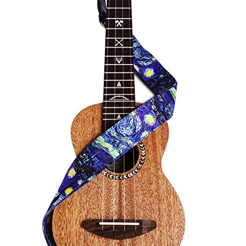 Van Gogh"Starry Night" Ukulele Strap for Soprano Concert Tenor & Baritone Ukulele (Uke-Starry Night)