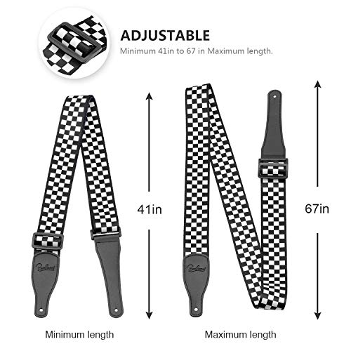 Checkered Guitar Strap Suitable For Bass, Electric & Acoustic Guitars