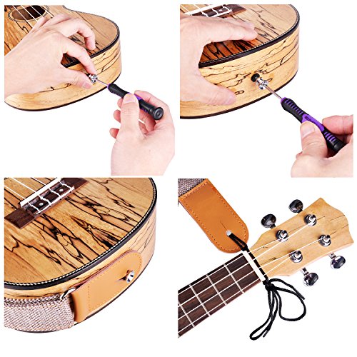 Ukulele Strap Soft Cotton Linen & Genuine Leather for Ukulele Banjo Mandolin
