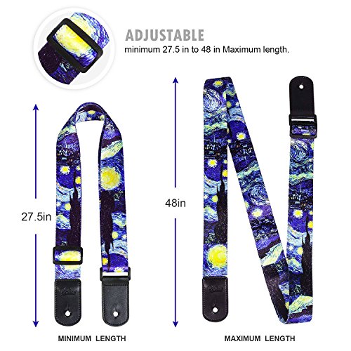 Van Gogh"Starry Night" Ukulele Strap for Soprano Concert Tenor & Baritone Ukulele (Uke-Starry Night)
