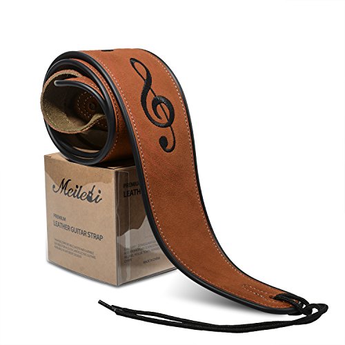 Brown Genuine Leather Guitar Strap Adjusteable Soft Suede Shoulder Starp