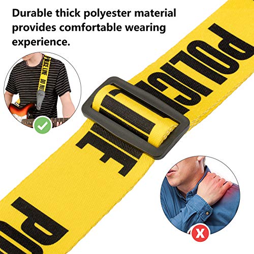 Guitar Strap Yellow"POLICE LINE" Includes Strap Button & 2 Strap Lock