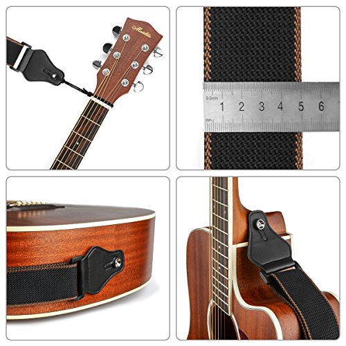 Guitar Strap with 3 Pick Holders 100% Soft Cotton Strap