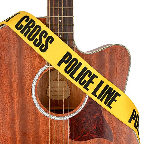 Guitar Strap Yellow"POLICE LINE" Includes Strap Button & 2 Strap Lock