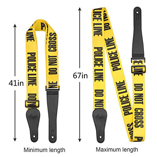 Guitar Strap Yellow"POLICE LINE" Includes Strap Button & 2 Strap Lock