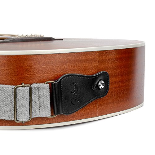 Guitar Strap 100% Soft Cotton Genuine Leather Ends with 2 Strap Locks & 1Button Headstock Adaptor