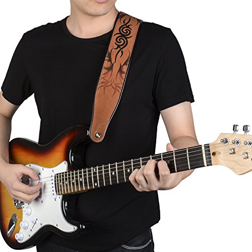 Guitar Strap Soft Suede Leather  2.75" Width Adjustable for Bass Electric & Acoustic Guitar