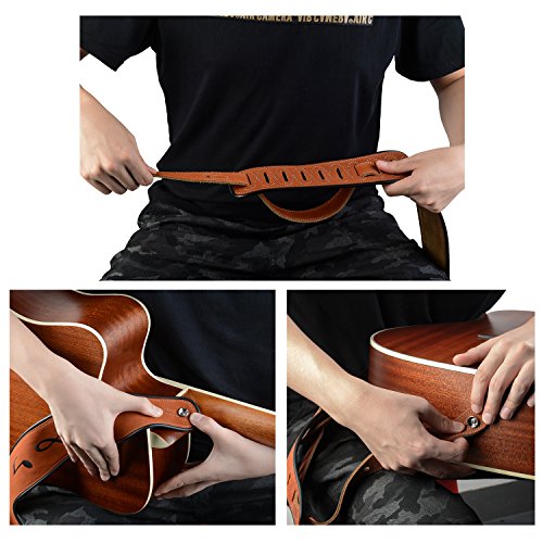 Brown Genuine Leather Guitar Strap Adjusteable Soft Suede Shoulder Starp