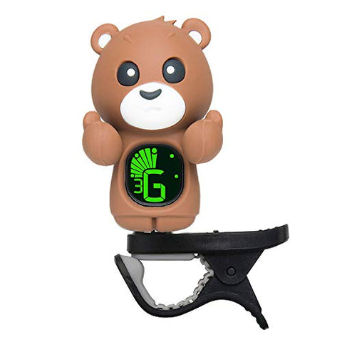 Clip-On Cartoon Tuner For Guitar,Bass,Ukulele,Violin,Chromatic Tuning Modes (Brown)