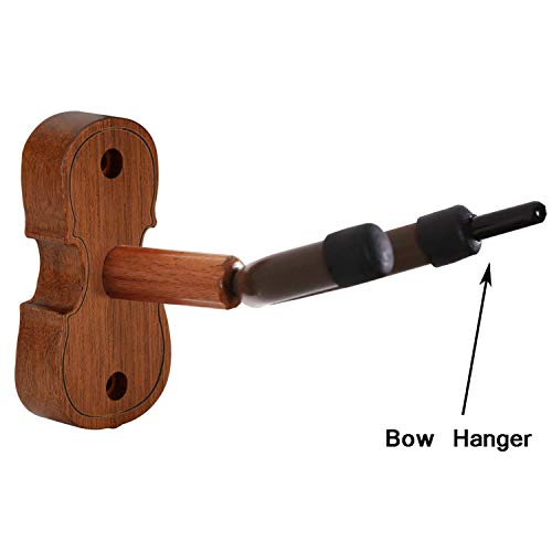 Rosewood Violin Wall Hanger with Bow Hook Home & Studio Wall Mount Violin Stand