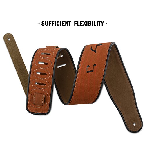 Brown Genuine Leather Guitar Strap Adjusteable Soft Suede Shoulder Starp