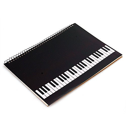 Rinastore Blank Sheet Music Composition Manuscript Staff Paper Art Piano-Keyboard-Music-Notebook Black 50 Pages 26x19cm (Black Piano)