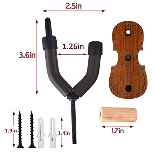Rosewood Violin Wall Hanger with Bow Hook Home & Studio Wall Mount Violin Stand