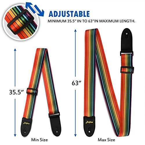 Rainbow Guitar Strap - Adjustable Soft Polyester Shoulder Strap