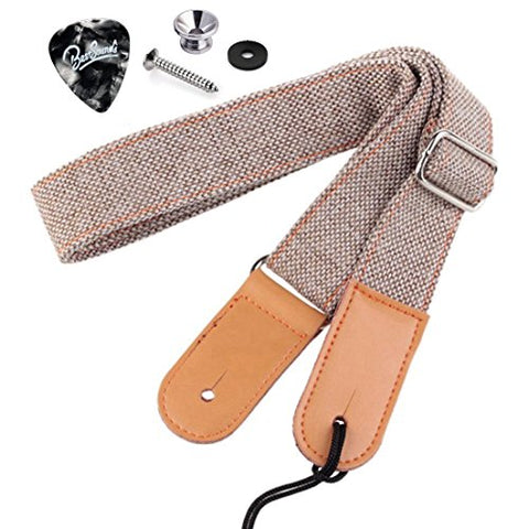 Ukulele Strap Soft Cotton Linen & Genuine Leather for Ukulele Banjo Mandolin