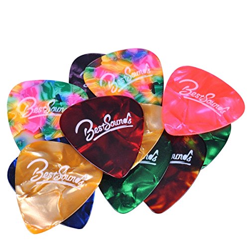 Guitar Picks Assorted Pearl Celluloid 48 Pack 0.46 mm, 0.71 mm and 0.96 mm (Light /Medium/Heavy)