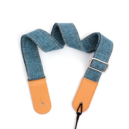 Ukulele Strap Soft Cotton Linen & Genuine Leather for Ukulele Banjo Mandolin