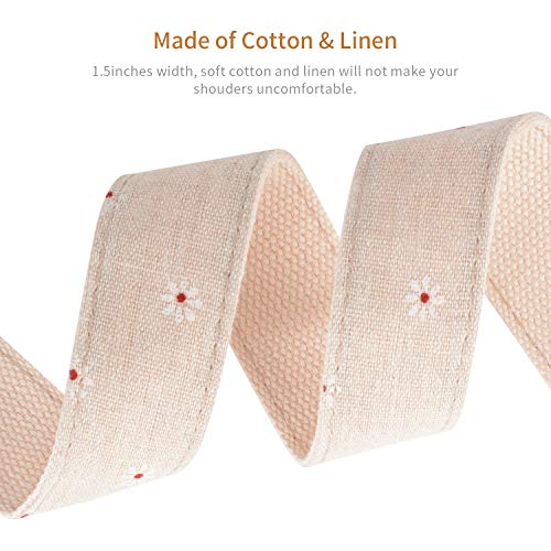Ukulele Strap with 1 Pick & 1 Button, Cotton Linen, for Soprano Concert Tenor Baritone(Daisy)