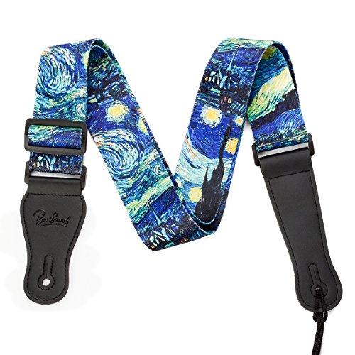 Van Gogh "Starry Night" Guitar Strap Includes Strap Button & 2 Strap Locks