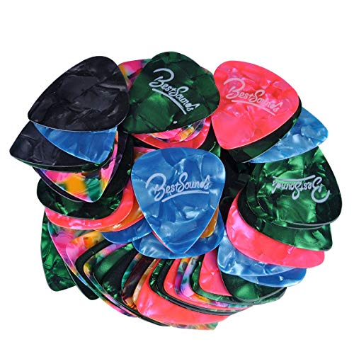 Guitar Picks Assorted Pearl Celluloid 48 Pack 0.46 mm, 0.71 mm and 0.96 mm (Light /Medium/Heavy)