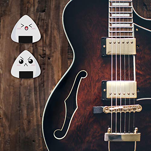 Guitar Picks 12Pack White Sushi Rice Balls Pattern Guitar Picks Classical Triangle 0.96mm Heavy